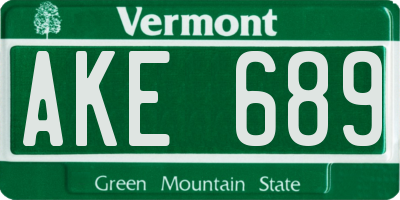 VT license plate AKE689