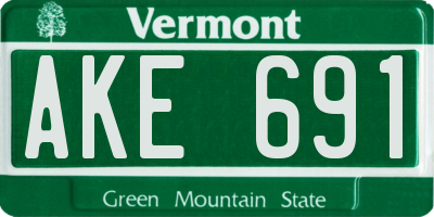 VT license plate AKE691
