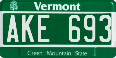 VT license plate AKE693