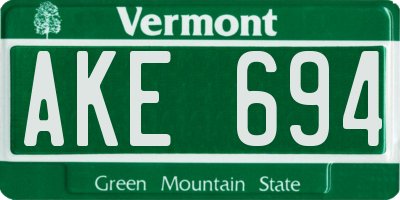 VT license plate AKE694