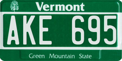 VT license plate AKE695