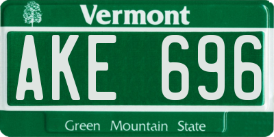 VT license plate AKE696