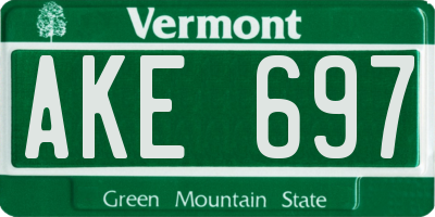 VT license plate AKE697