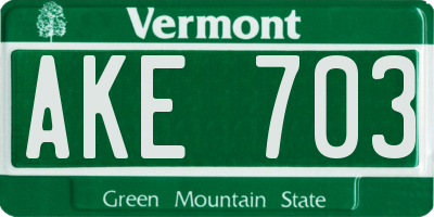 VT license plate AKE703