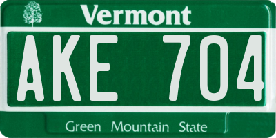 VT license plate AKE704