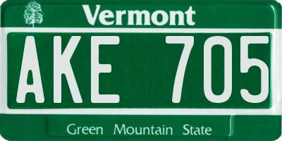VT license plate AKE705