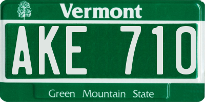 VT license plate AKE710