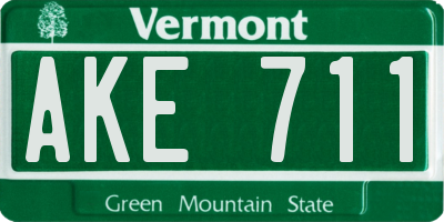 VT license plate AKE711