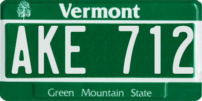 VT license plate AKE712