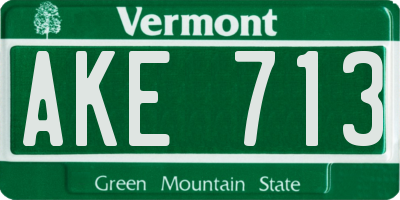 VT license plate AKE713