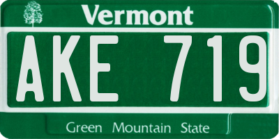 VT license plate AKE719