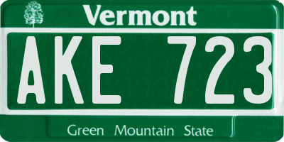 VT license plate AKE723