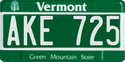 VT license plate AKE725