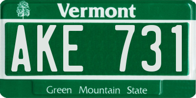 VT license plate AKE731