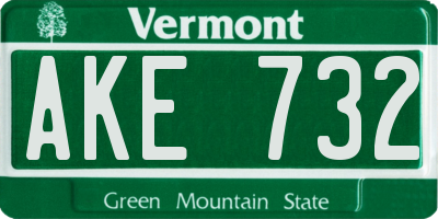 VT license plate AKE732