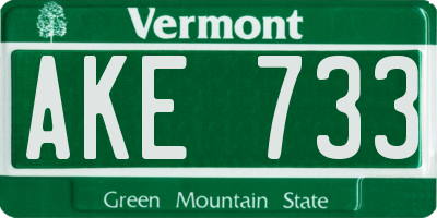 VT license plate AKE733