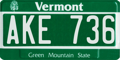 VT license plate AKE736