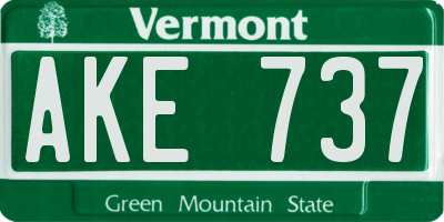 VT license plate AKE737