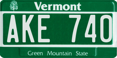 VT license plate AKE740