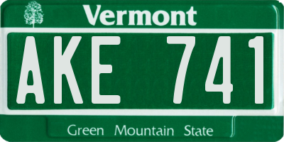 VT license plate AKE741