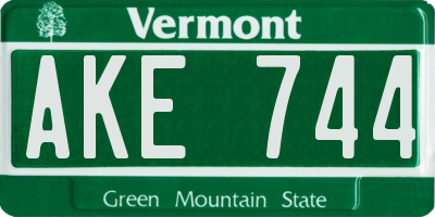 VT license plate AKE744