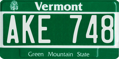 VT license plate AKE748
