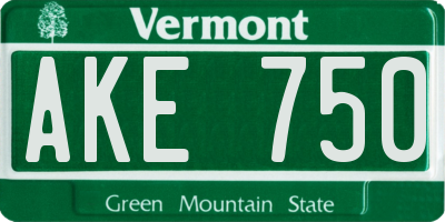 VT license plate AKE750