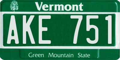 VT license plate AKE751