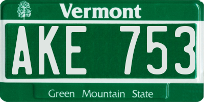 VT license plate AKE753