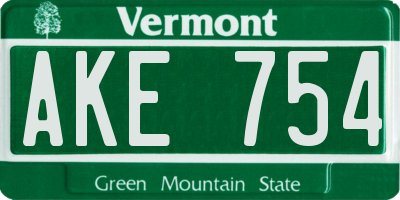 VT license plate AKE754