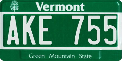 VT license plate AKE755
