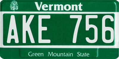 VT license plate AKE756