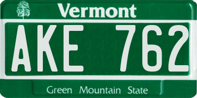 VT license plate AKE762