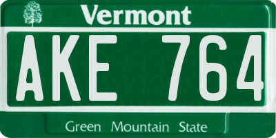 VT license plate AKE764