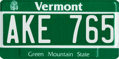 VT license plate AKE765