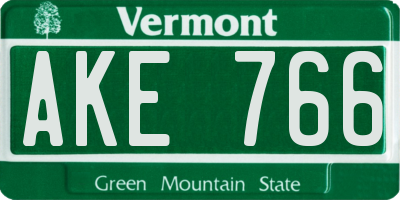 VT license plate AKE766