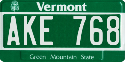 VT license plate AKE768