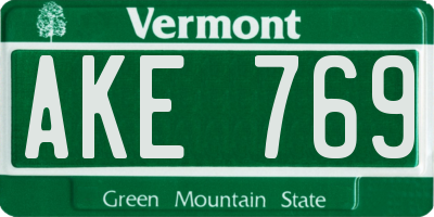 VT license plate AKE769