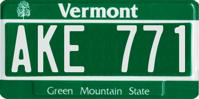 VT license plate AKE771