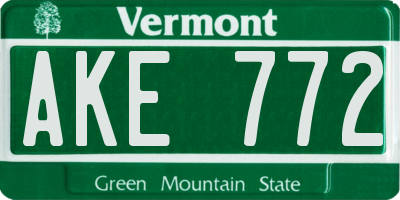 VT license plate AKE772