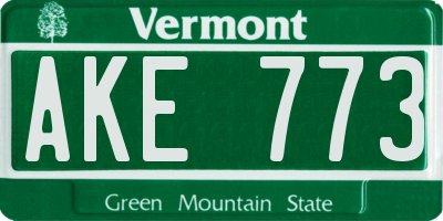 VT license plate AKE773