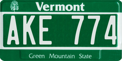 VT license plate AKE774