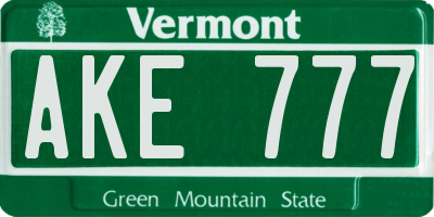 VT license plate AKE777