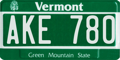 VT license plate AKE780