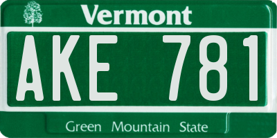 VT license plate AKE781