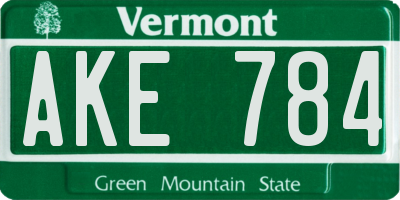 VT license plate AKE784