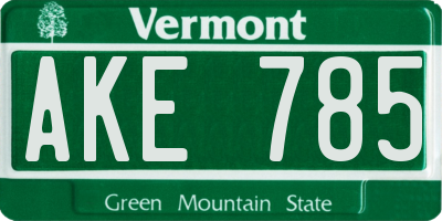 VT license plate AKE785