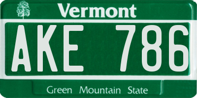 VT license plate AKE786