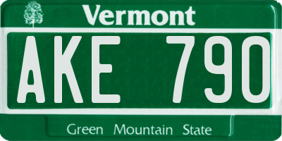 VT license plate AKE790