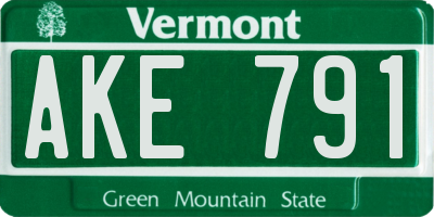 VT license plate AKE791
